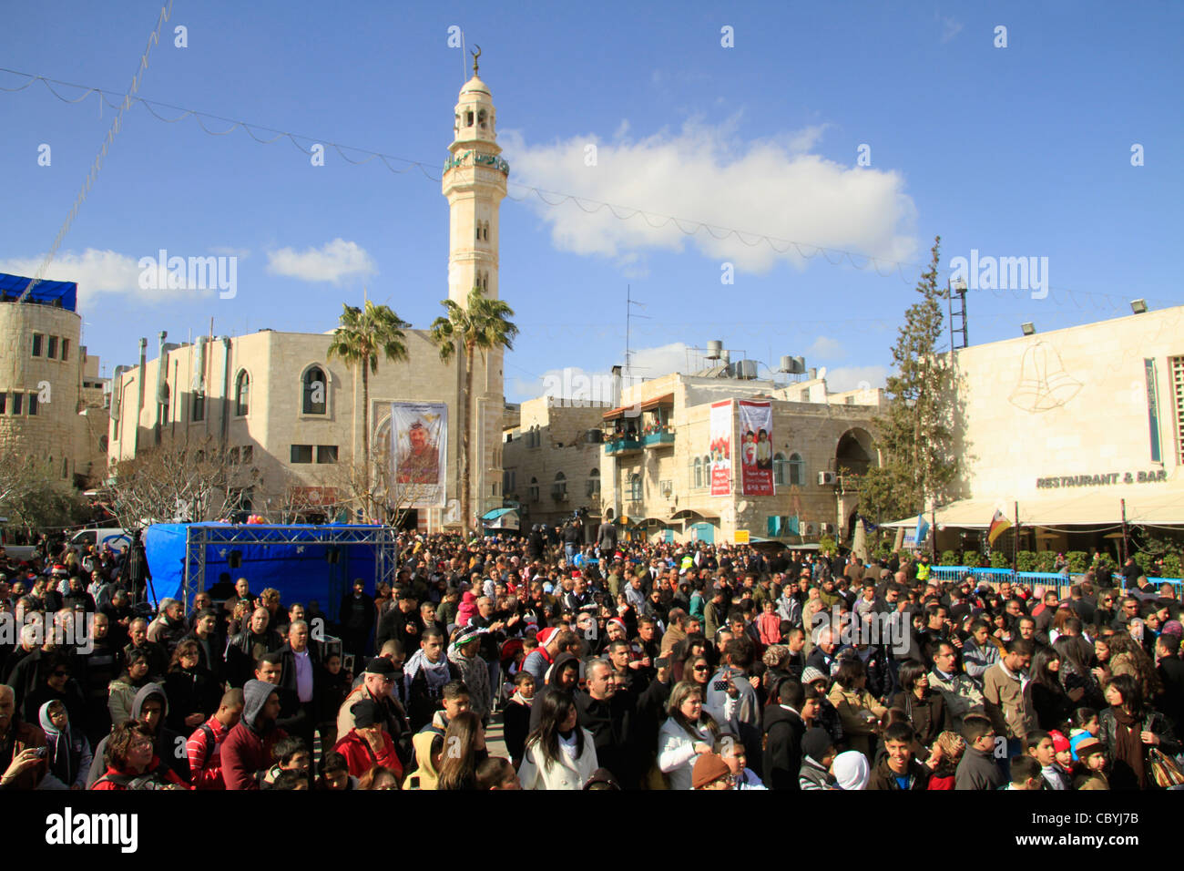 Bethlehem, Weihnachtsfeier im Krippenplatz Stockfoto