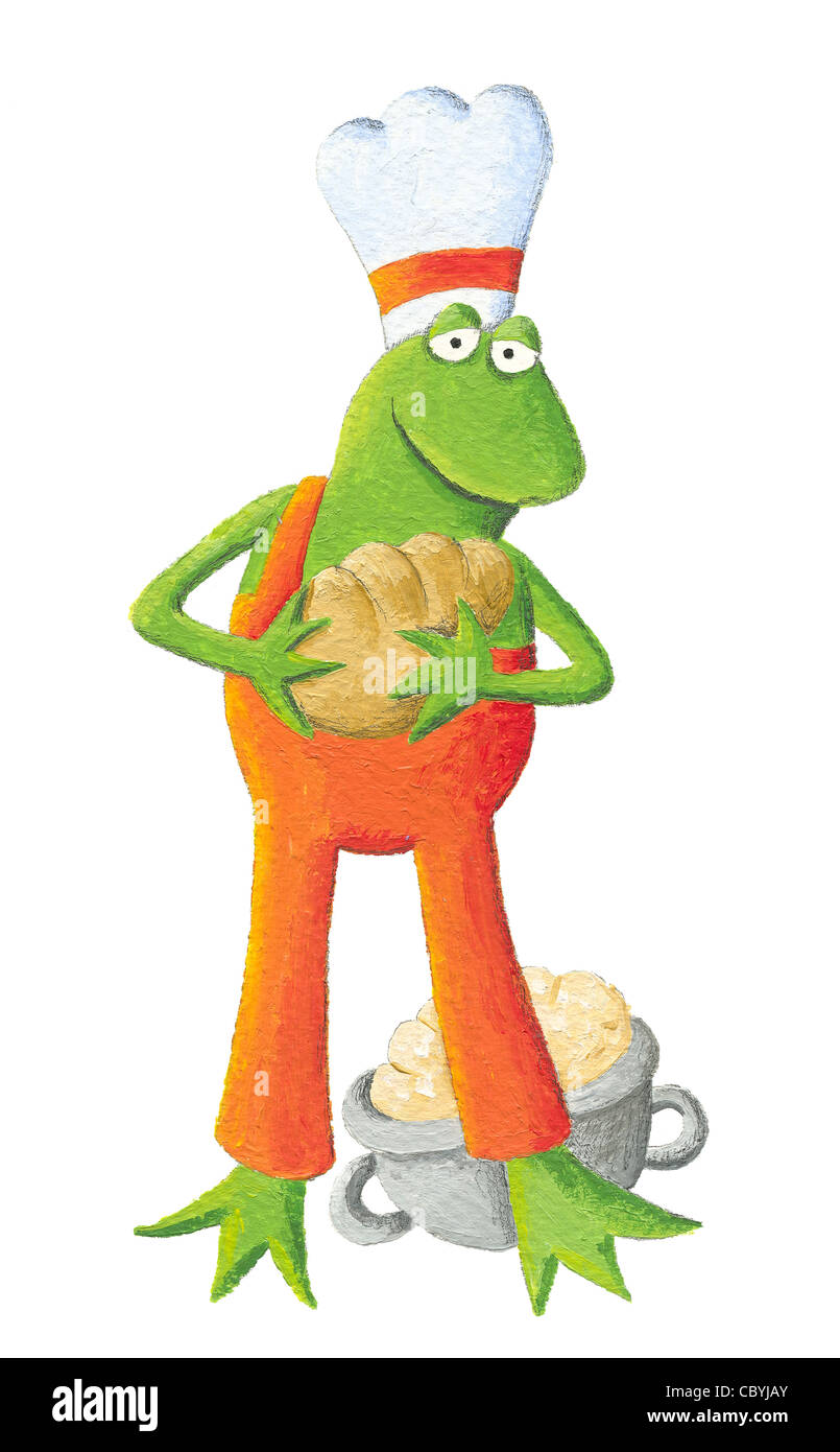 Acryl Bild lustige Bäcker Frosch Stockfoto
