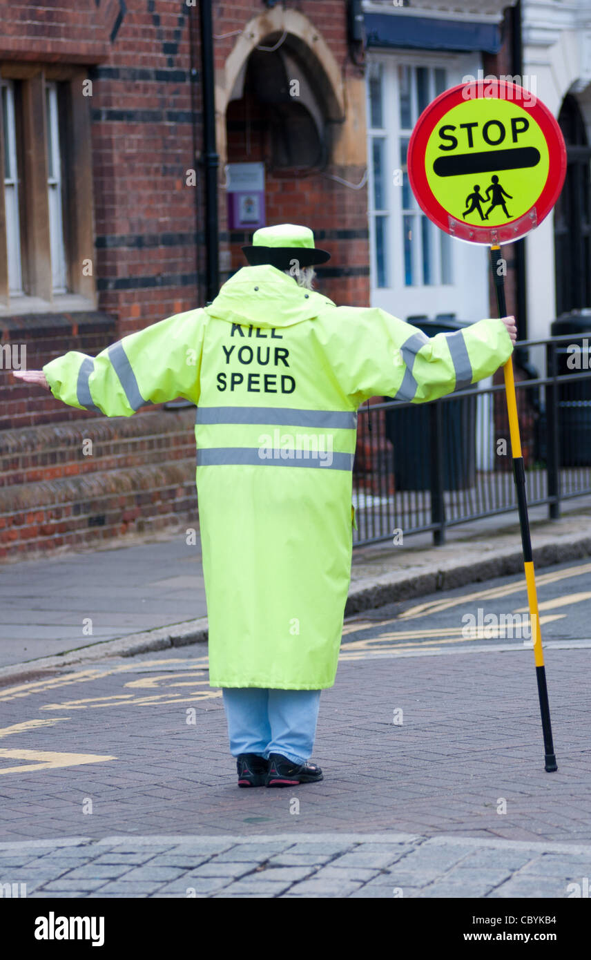 Lolly Pop-Dame gesehen bei der Arbeit in Eton, Berkshire, UK Stockfoto Lolly Pop-Dame gesehen bei der Arbeit in Eton, Berkshire, UK Stockfoto