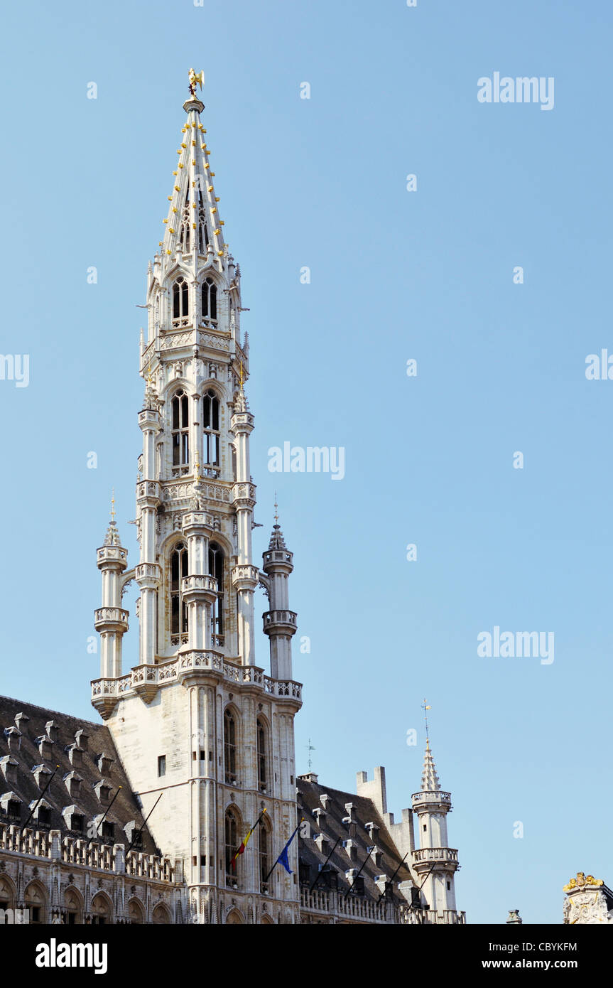 Brüsseler Rathaus auf der Grand-Place der Hauptplatz im Stadtzentrum von Brüssel Stockfoto