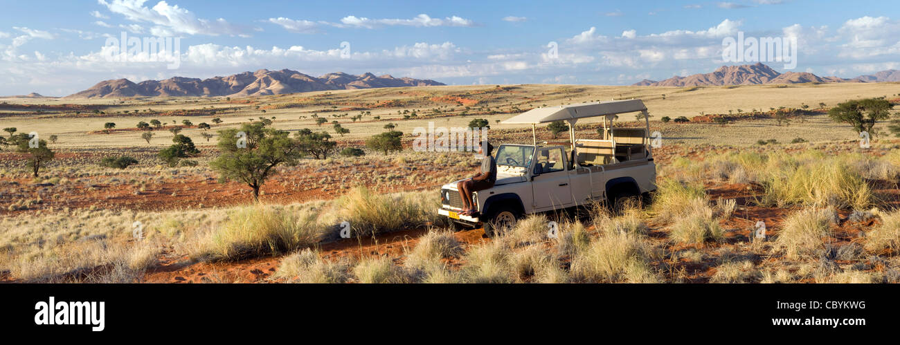 Wolwedans Landschaft zusammengesetzte Panoramabild - NamibRand Nature Reserve - Hardap Region, Namibia, Afrika Stockfoto