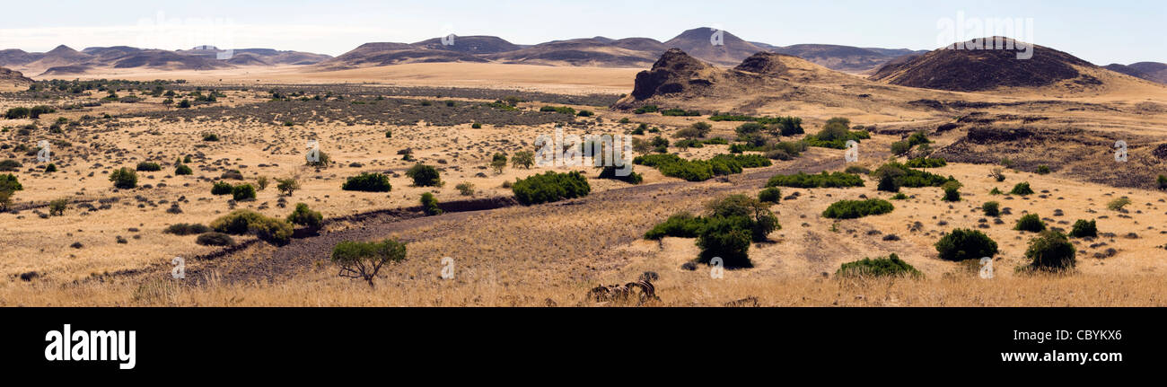 Torra Conservancy zusammengesetzte Landschaft Panoramabild - in der Nähe von Wereldsend, Kunene Region, Namibia, Afrika Stockfoto