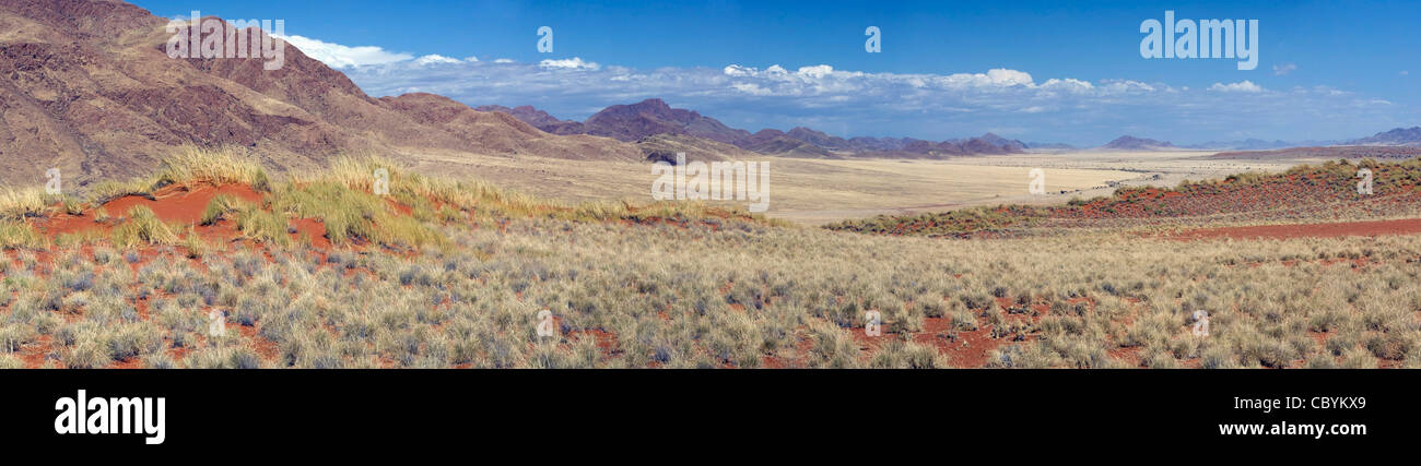 Wolwedans Landschaft zusammengesetzte Panoramabild - NamibRand Nature Reserve - Hardap Region, Namibia, Afrika Stockfoto