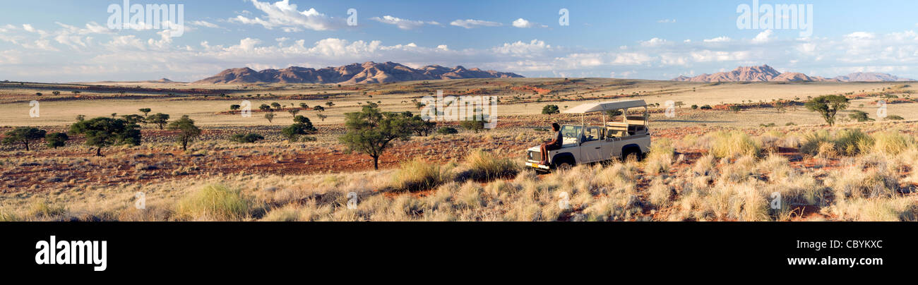 Wolwedans Landschaft zusammengesetzte Panoramabild - NamibRand Nature Reserve - Hardap Region, Namibia, Afrika Stockfoto