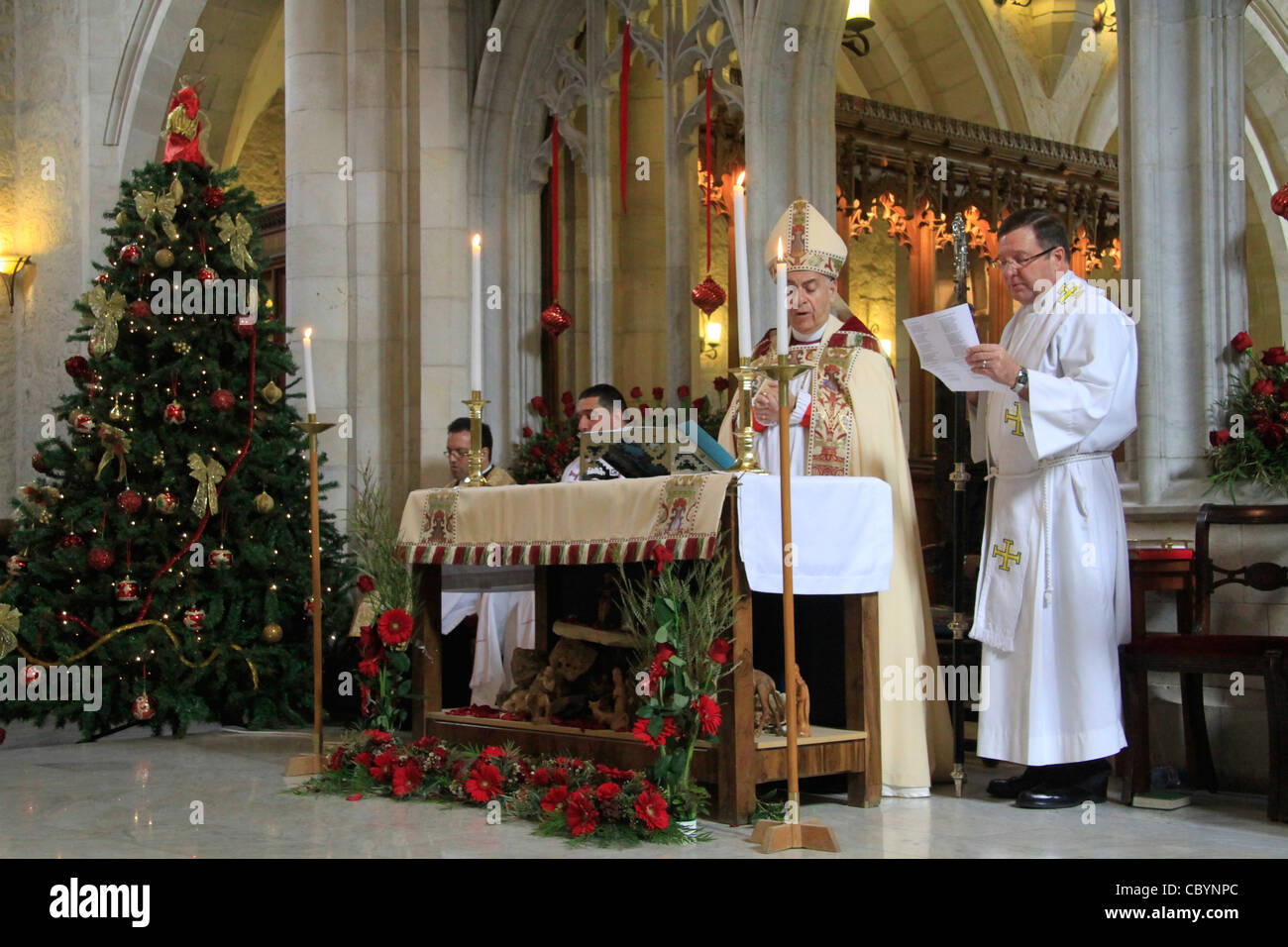 Israel, Ost-Jerusalem, Weihnachten im St.-Georgs Kathedrale in Nablus road Stockfoto