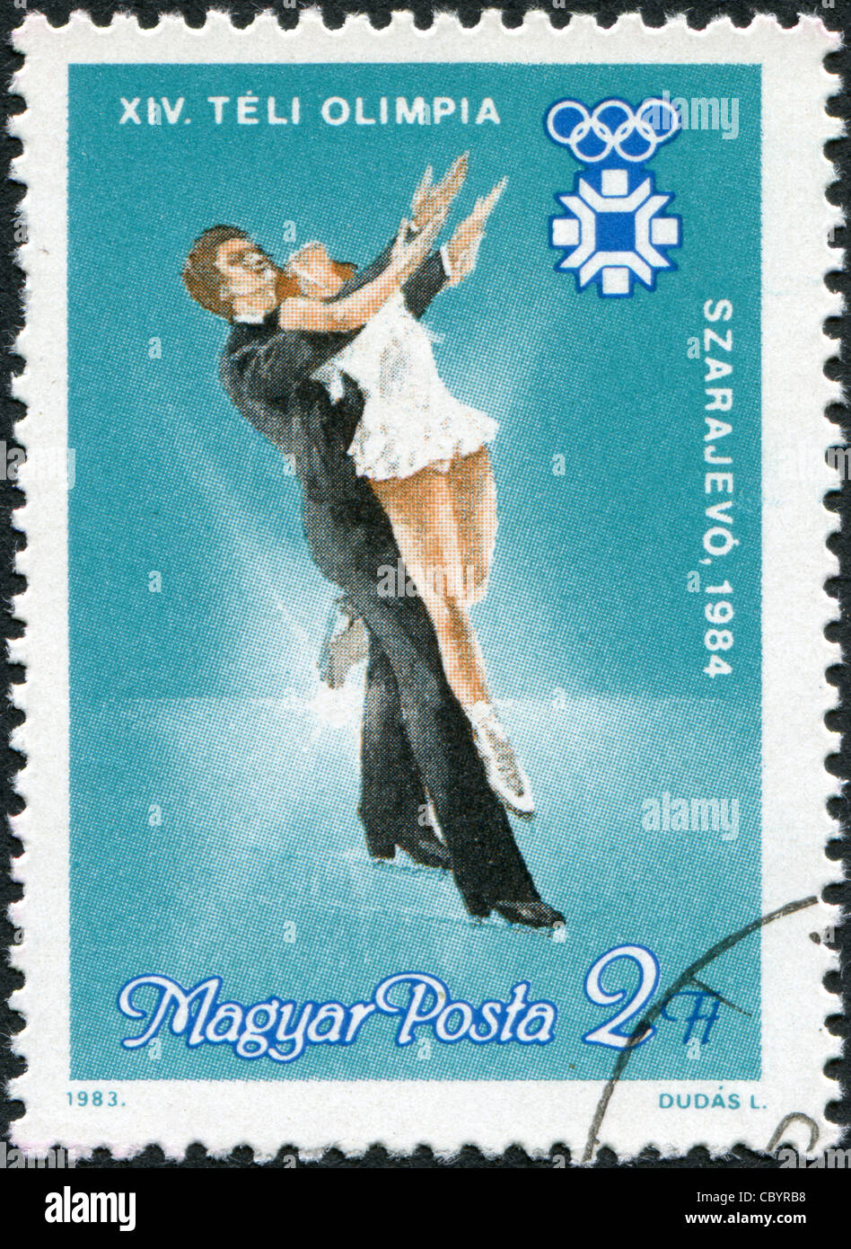 Eine Briefmarke gedruckt in Ungarn, Olympische Winterspiele in Sarajevo