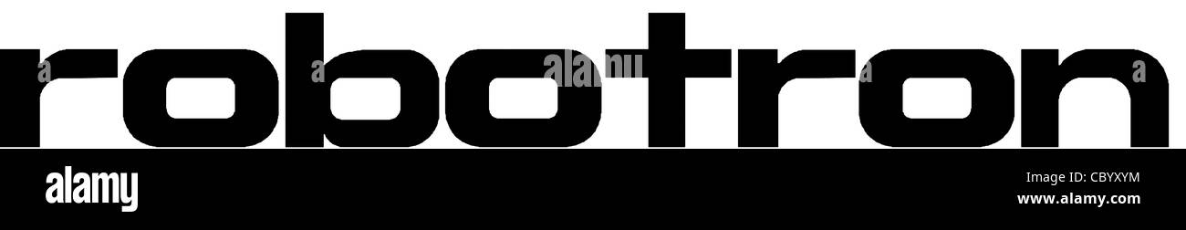 Logo der Elektronik Firma VEB Kombinat Robotron der DDR mit Sitz in Dresden. Stockfoto