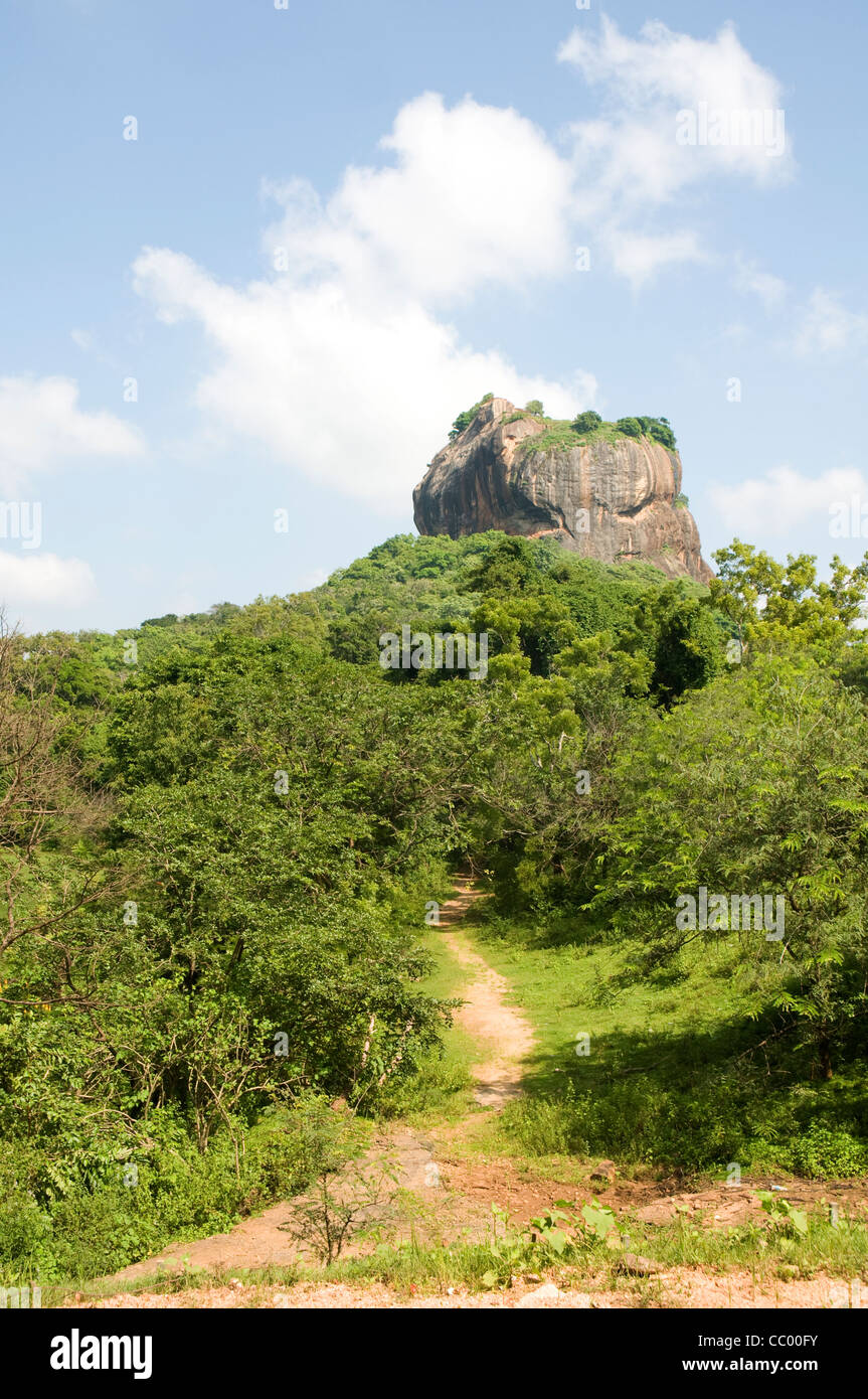 Sigiriya (Lion es Rock), Sri Lanka. Einen Pfad zwar den Dschungel auf den Felsen Stockfoto