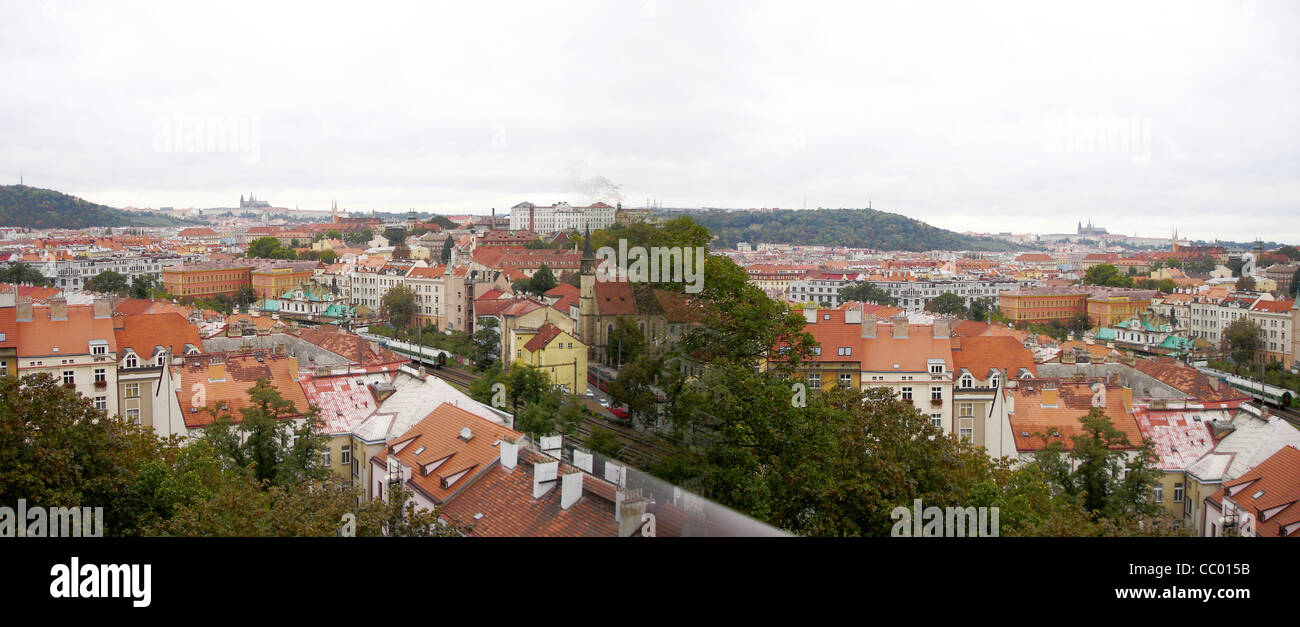 Prag Stadt roten Dächern panorama Stockfoto