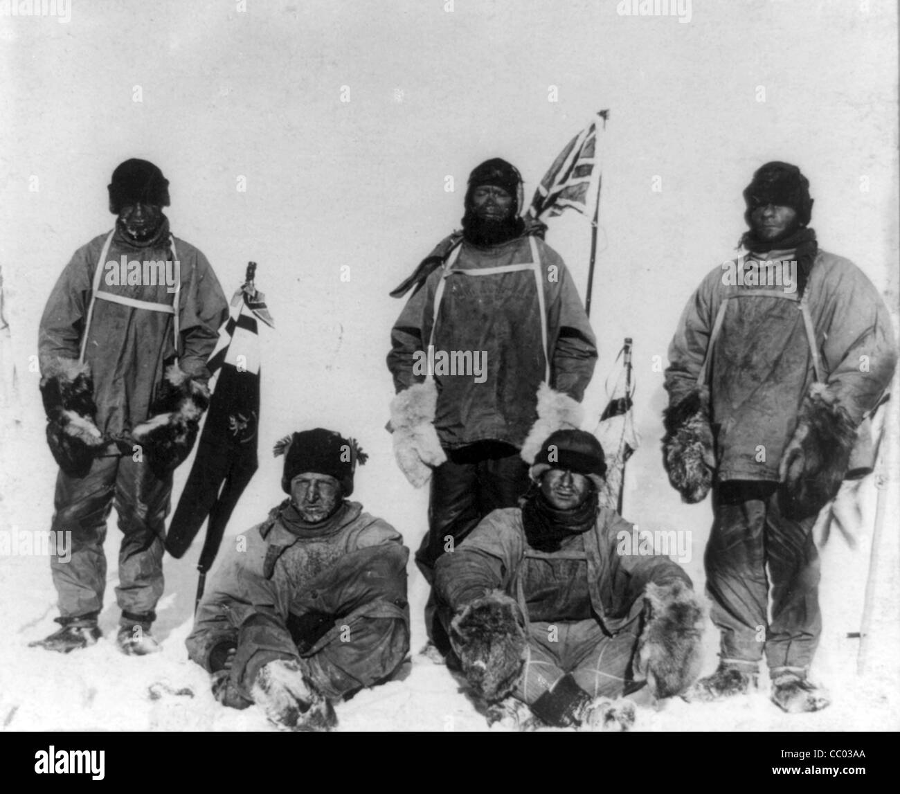 Mitglieder der Terra-Nova-Expedition am Südpol Stockfoto