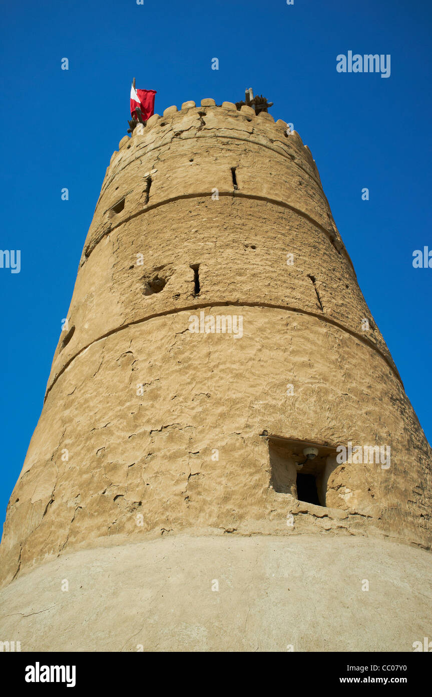 Die Ecke runden Türmchen von Al Fahidi Fort nun das Museum Bur Dubai Viertel von Dubai VAE Stockfoto