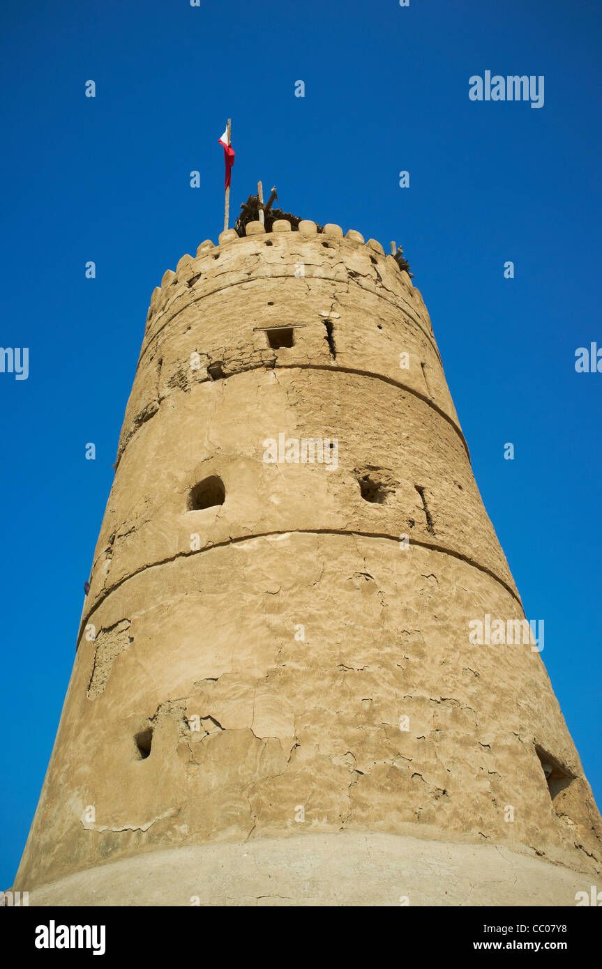 Die Ecke runden Türmchen von Al Fahidi Fort nun das Museum Bur Dubai Viertel von Dubai VAE Stockfoto