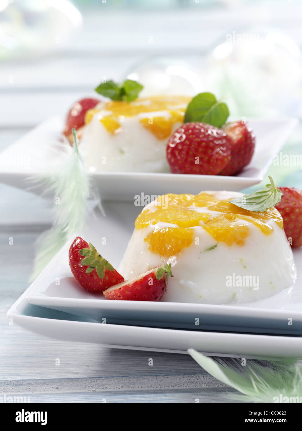 Joghurt-Dessert mit Limetten-Geschmack Stockfoto