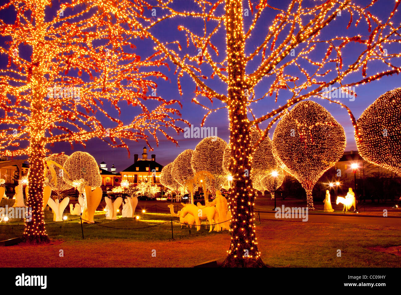 Weihnachtsschmuck und Lichter im Opryland Hotel, Nashville Tennessee USA Stockfoto