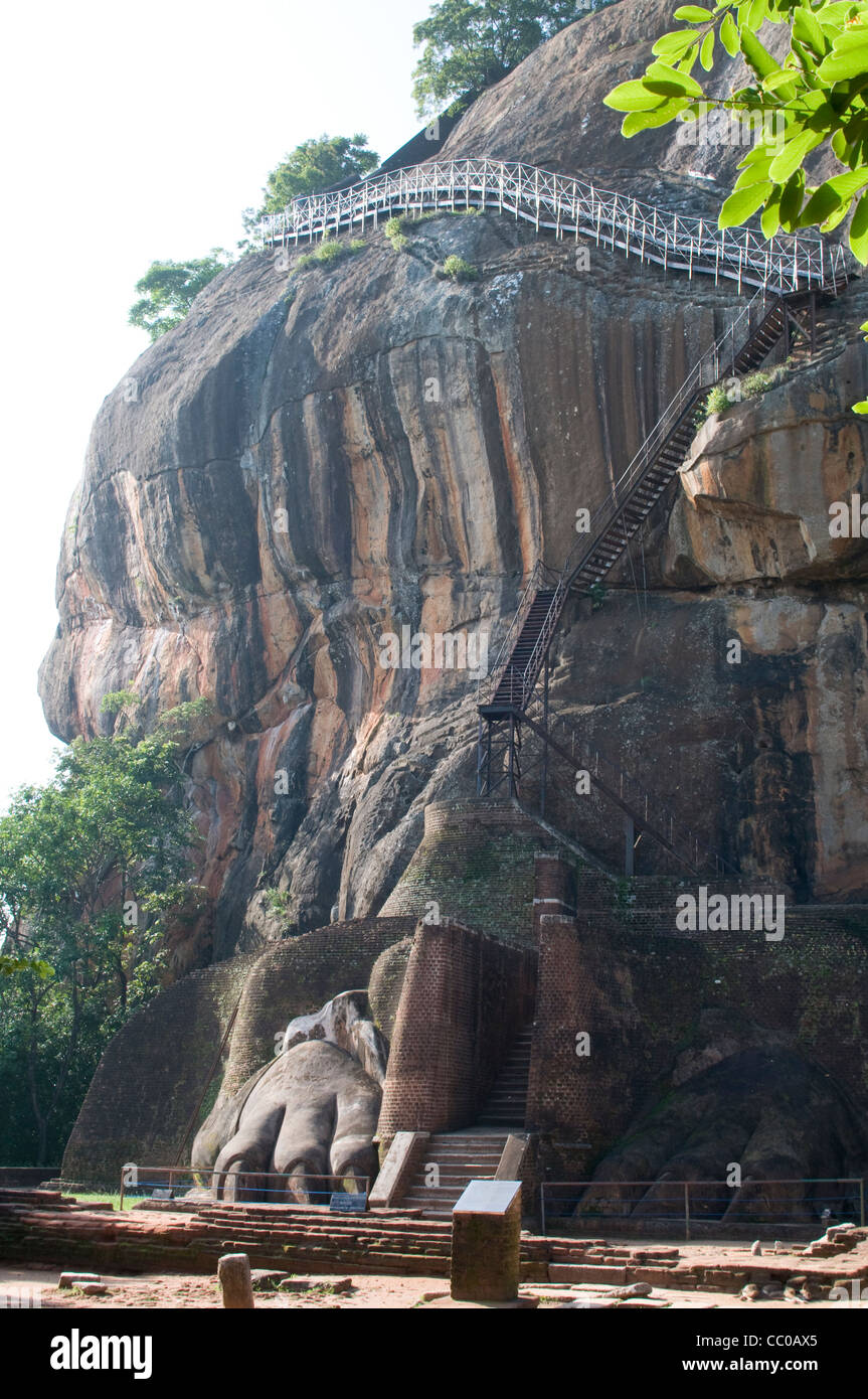 Die Löwen-Füße in Sigiriya (Lion es Rock), Sri Lanka Stockfoto