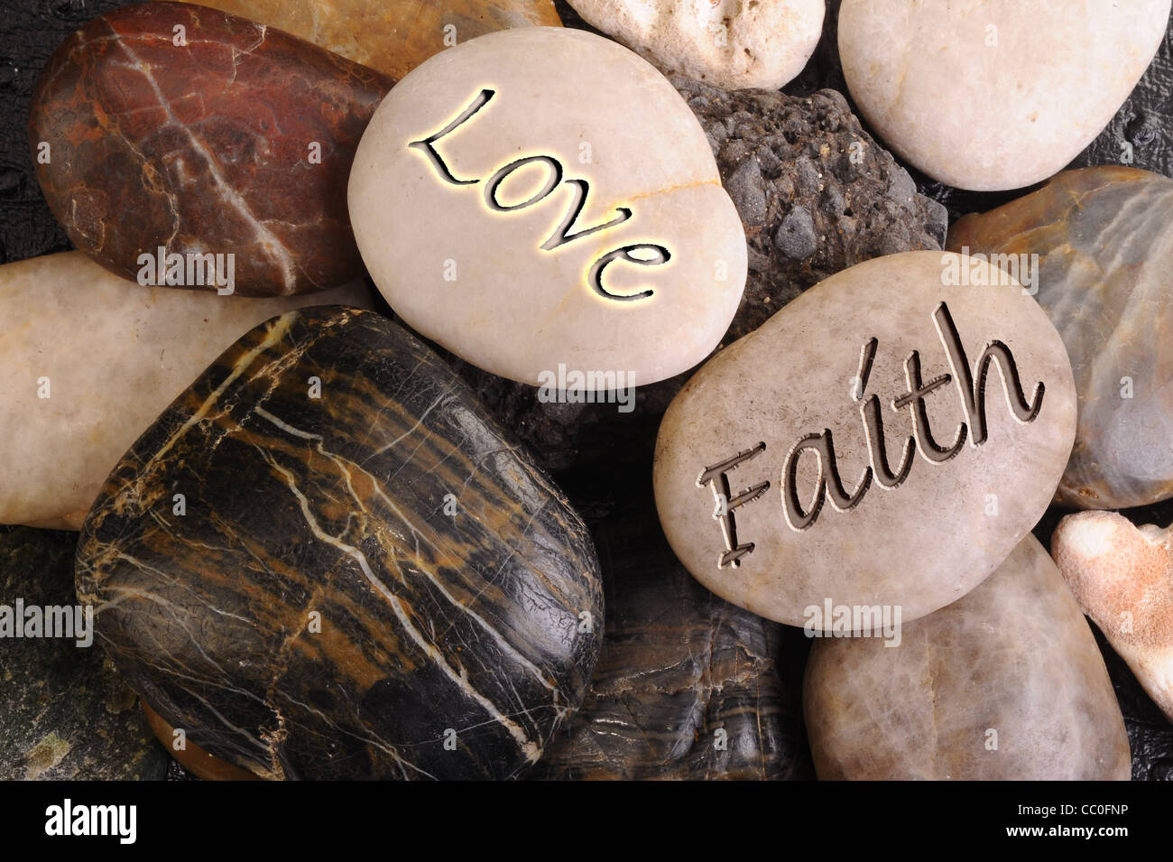 Liebe und glauben Felsen. Stockfoto