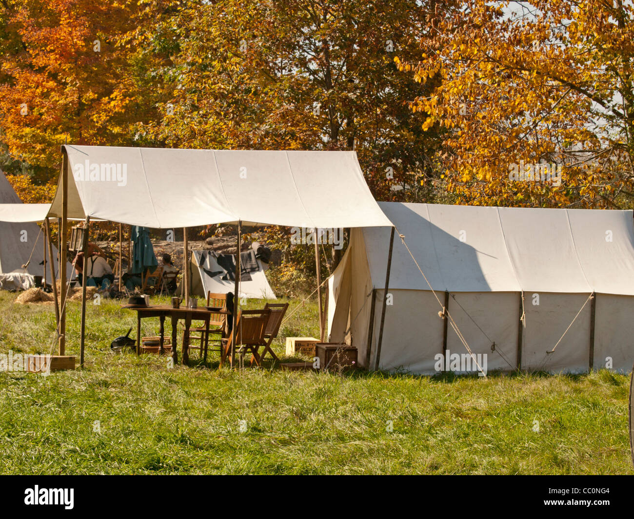 Civil War Reenactment Camp das Wochenende verbrachte Leben wie sie es während des Bürgerkrieges Stockfoto