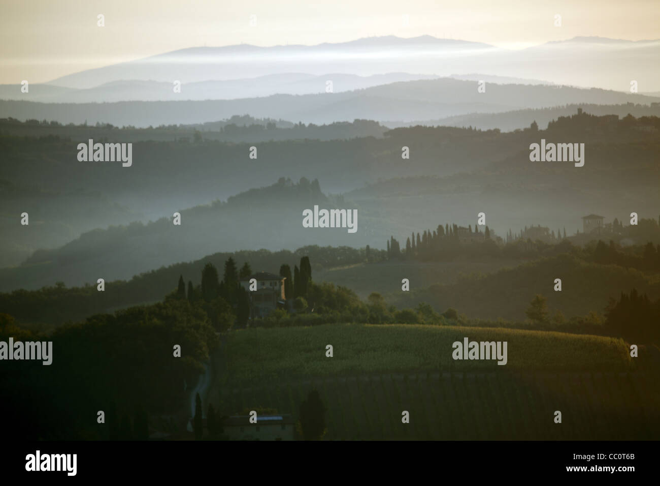 Sanften Hügel der Toskana in der Nähe von San Gimignano Stockfoto