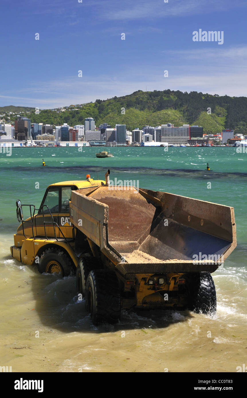 Strand-Nachschub im Oriental Bay Beach, Wellington, Neuseeland. Stockfoto