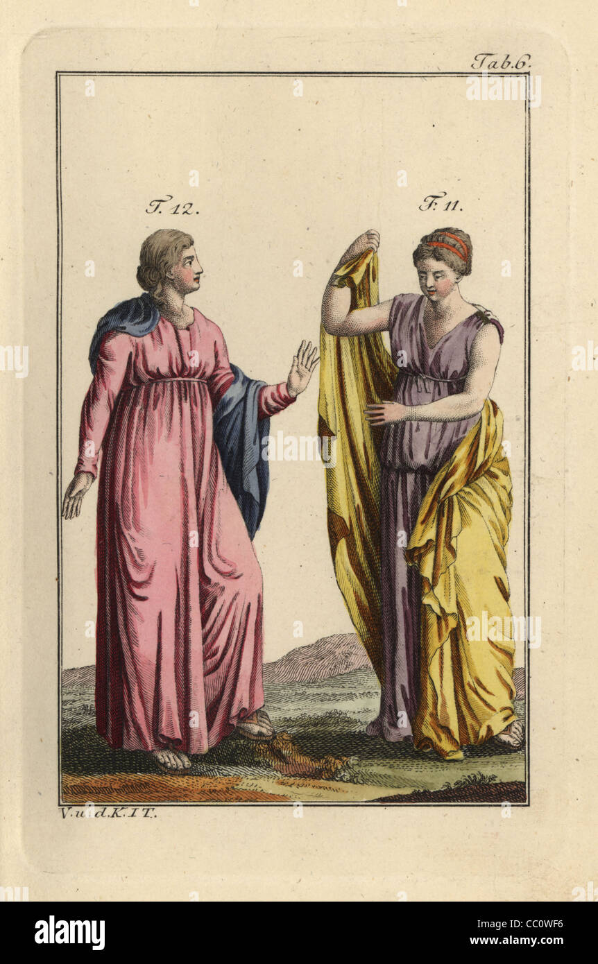 Zwei Töchter der Göttin Niobe im griechischen Unterwäsche (Stolla) und  Mantel (Pallium Stockfotografie - Alamy
