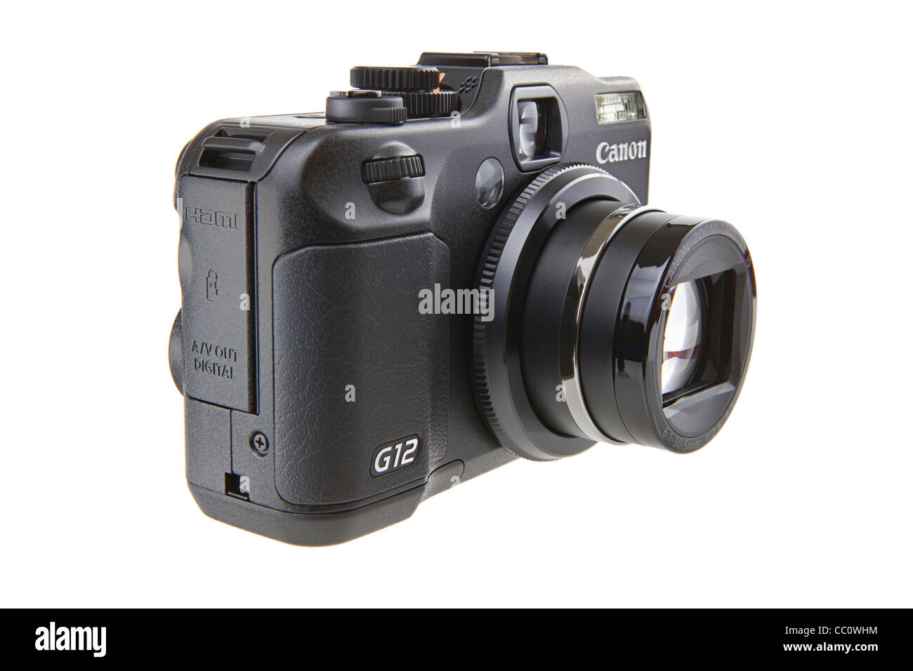 Canon G12 Kamera - Einzelhandel Produktaufnahmen vor reinen weißen Hintergrund fotografiert unter Studiobeleuchtung. Stockfoto