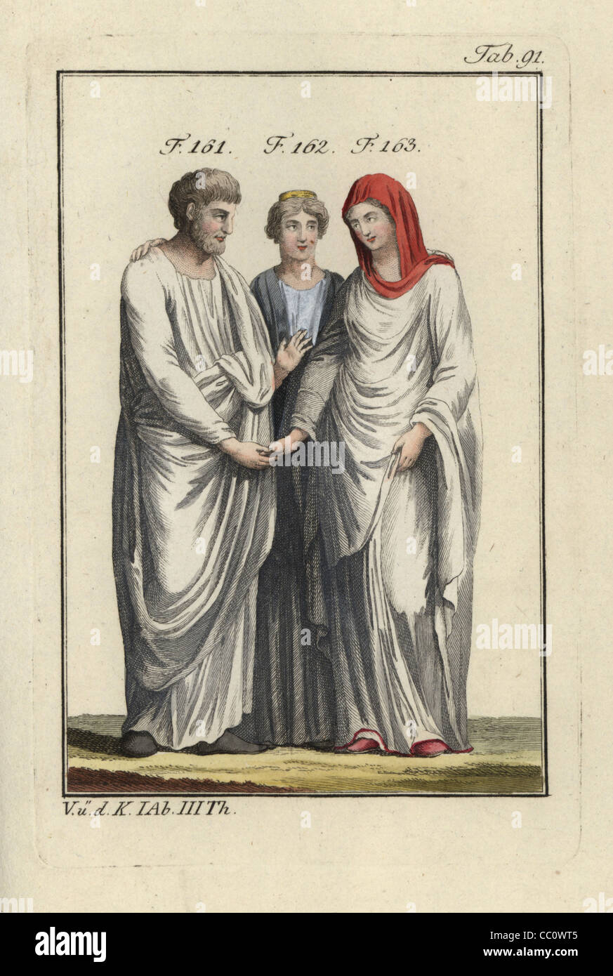Römische Braut und Bräutigam mit der Göttin Juno. Stockfoto
