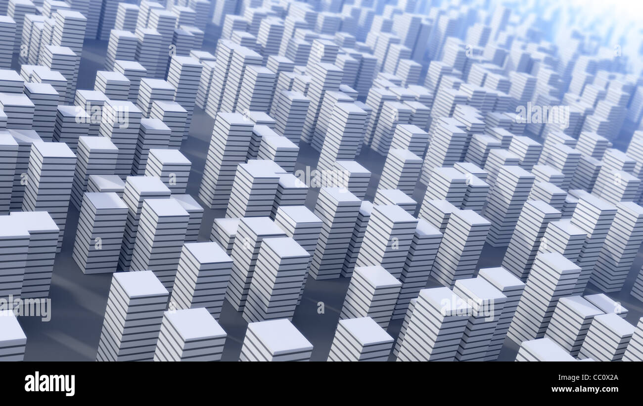 Abstrakte zukünftige 3D-Stadt Hintergrund Stockfoto