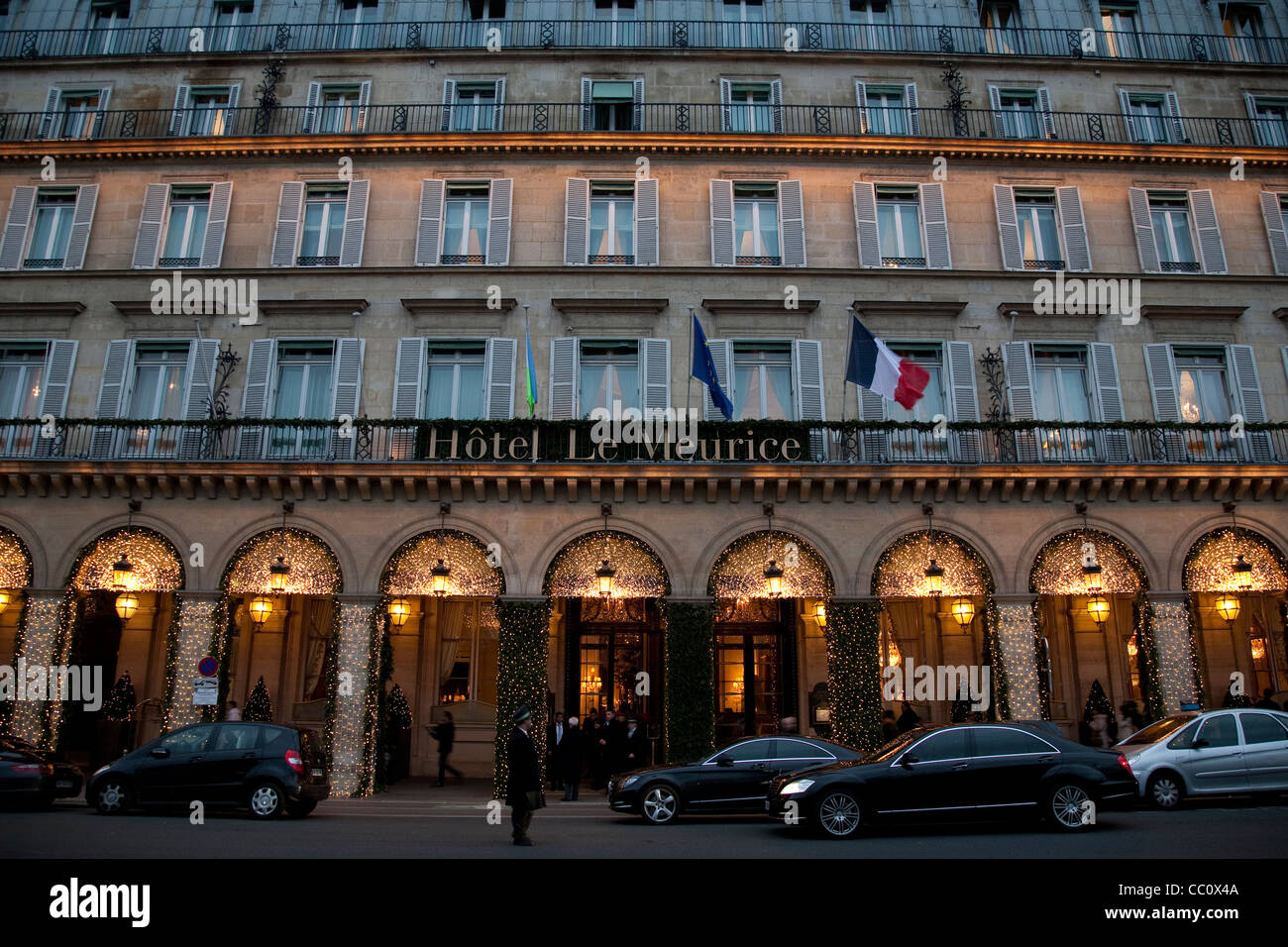 Hotel Le Meurice in der Rue Rivoli Straße in Paris, Frankreich Stockfoto