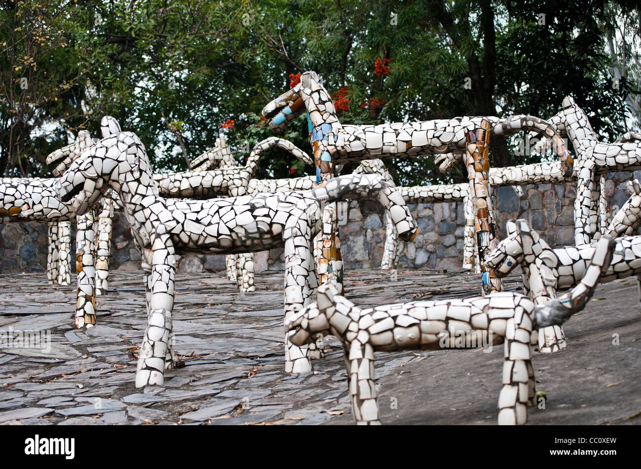 Skulpturen, Steingarten von Nek Chand, Chandigarh, Indien Stockfoto