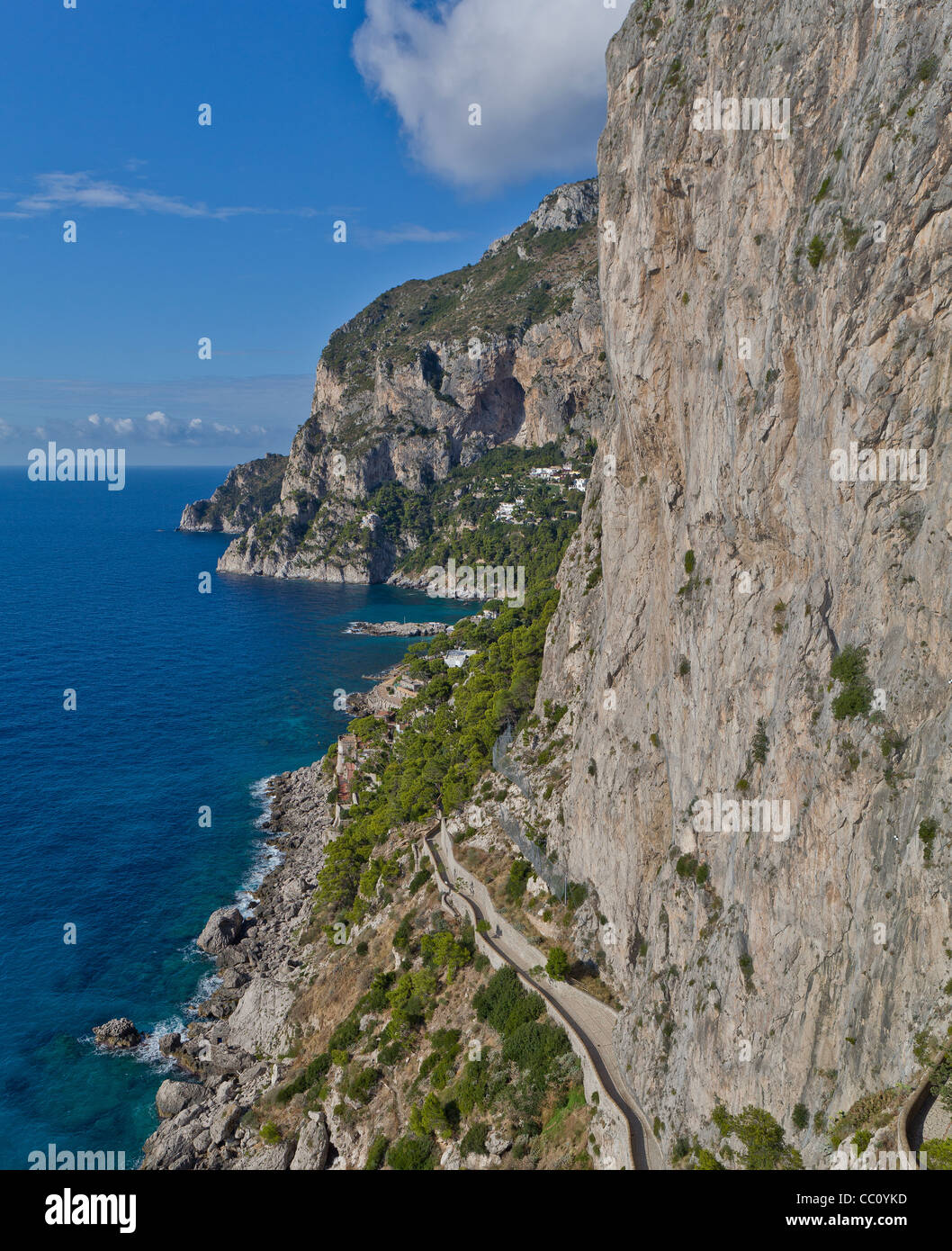 Steile Straße von Küste, Anacapri, Capri, Italien Stockfoto