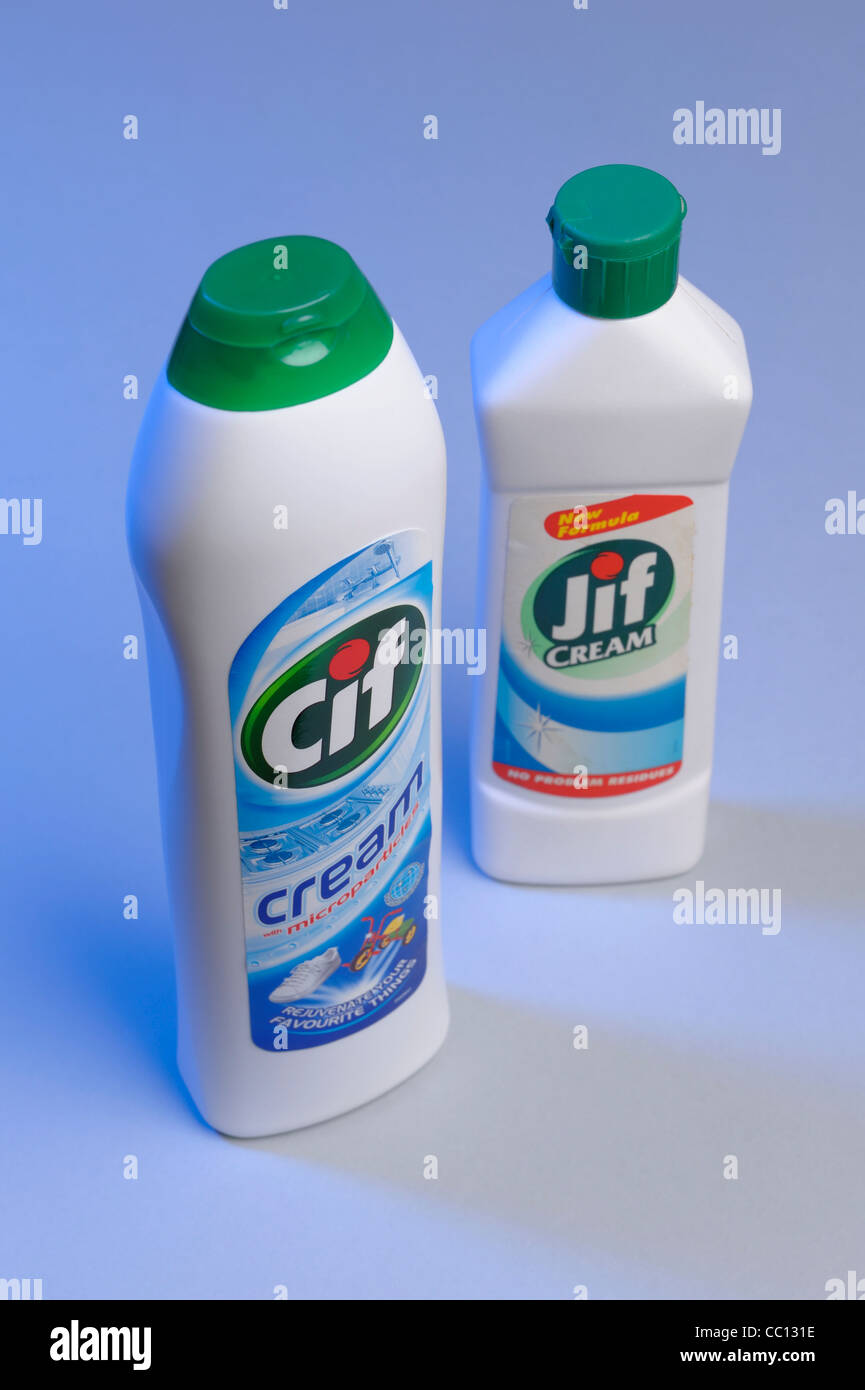 CIF und Jif Flaschen Stockfoto