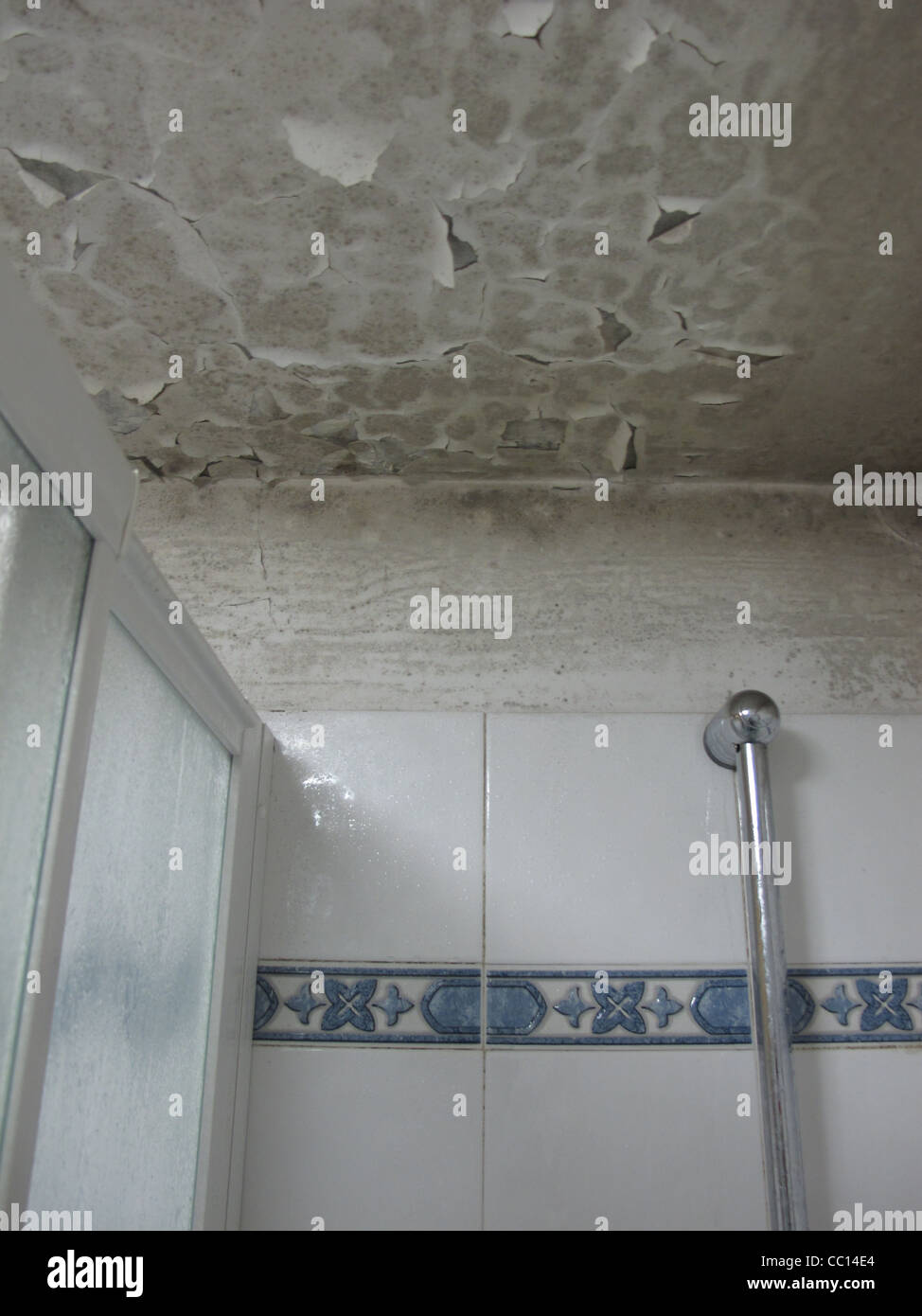 Bad Dusche Mit Feuchten Abblatternde Farbe An Decke Stockfotografie Alamy