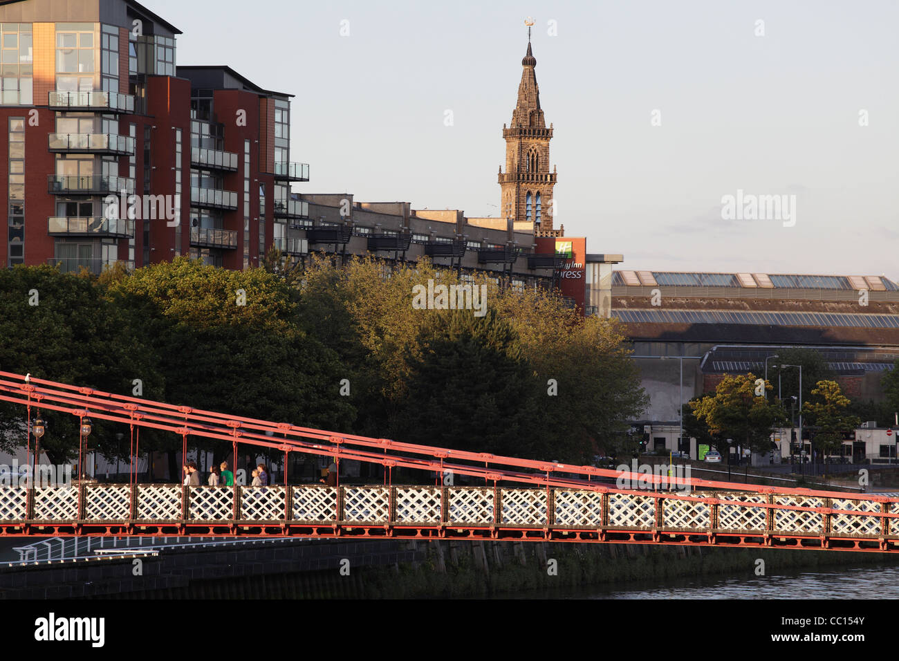 South Portland Street Hängebrücke über den Fluss Clyde in Glasgow Schottland, Vereinigtes Königreich Stockfoto