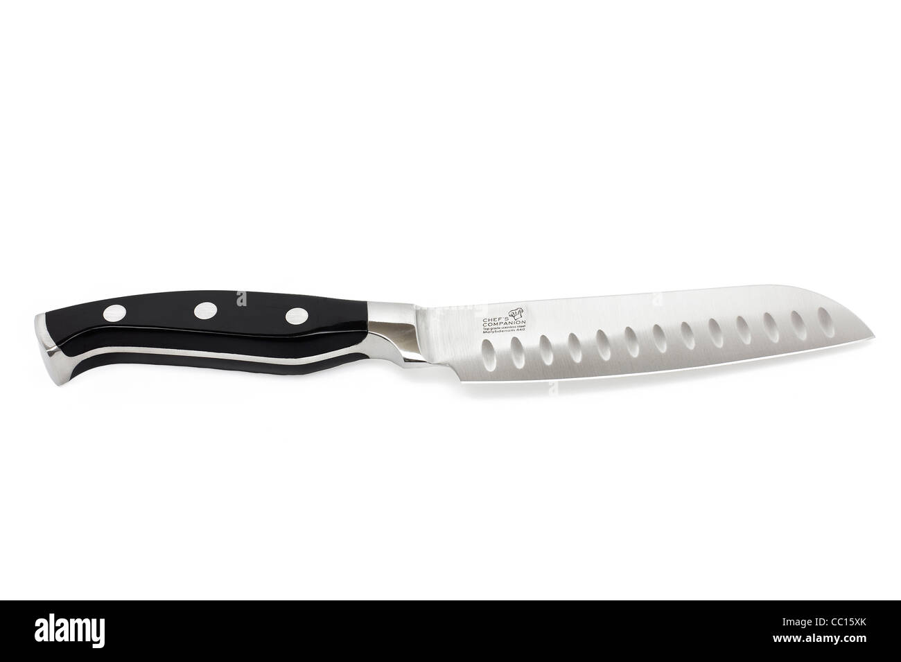 Küchenchef Messer Begleiter Produkt Einzelhandel Aufnahmen auf rein weißen Hintergrund fotografiert unter Studiobeleuchtung. Stockfoto