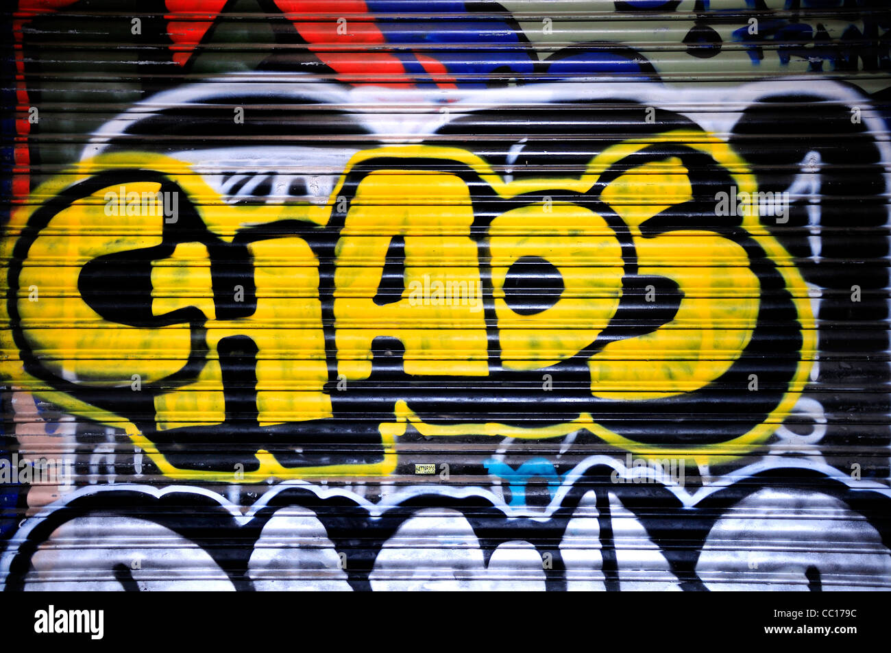 Barcelona, Spanien. Graffiti - "Chaos" Stockfoto