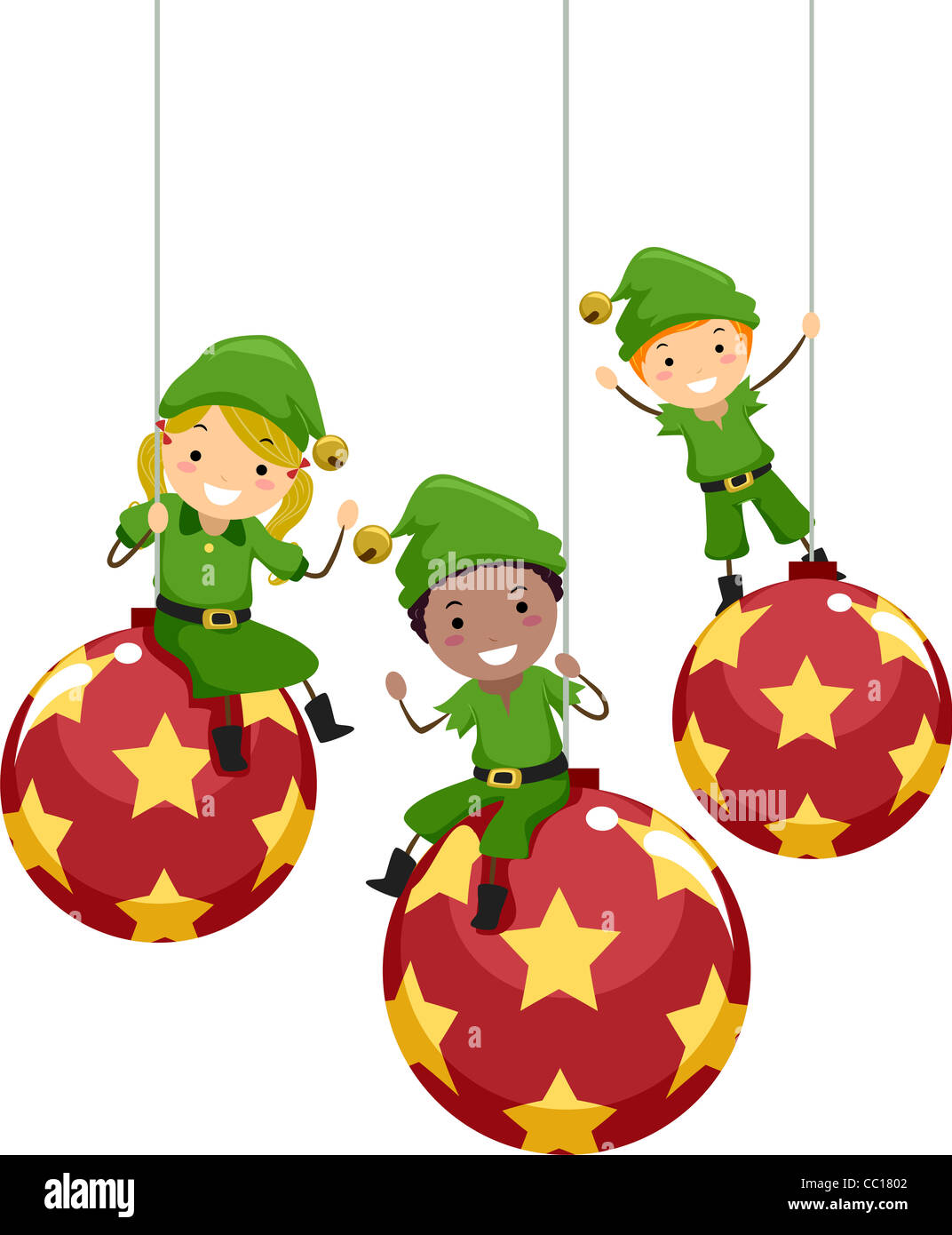 Illustration der Kinder verkleidet als Weihnachtselfen Stockfoto