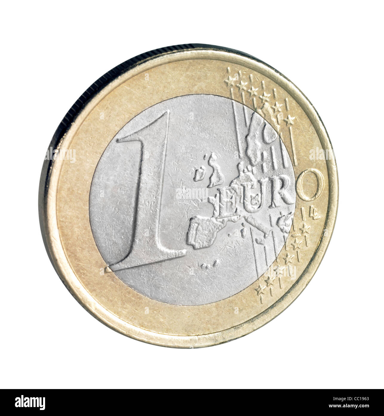 Nahaufnahme einer 1 Euro Münze Stockfoto