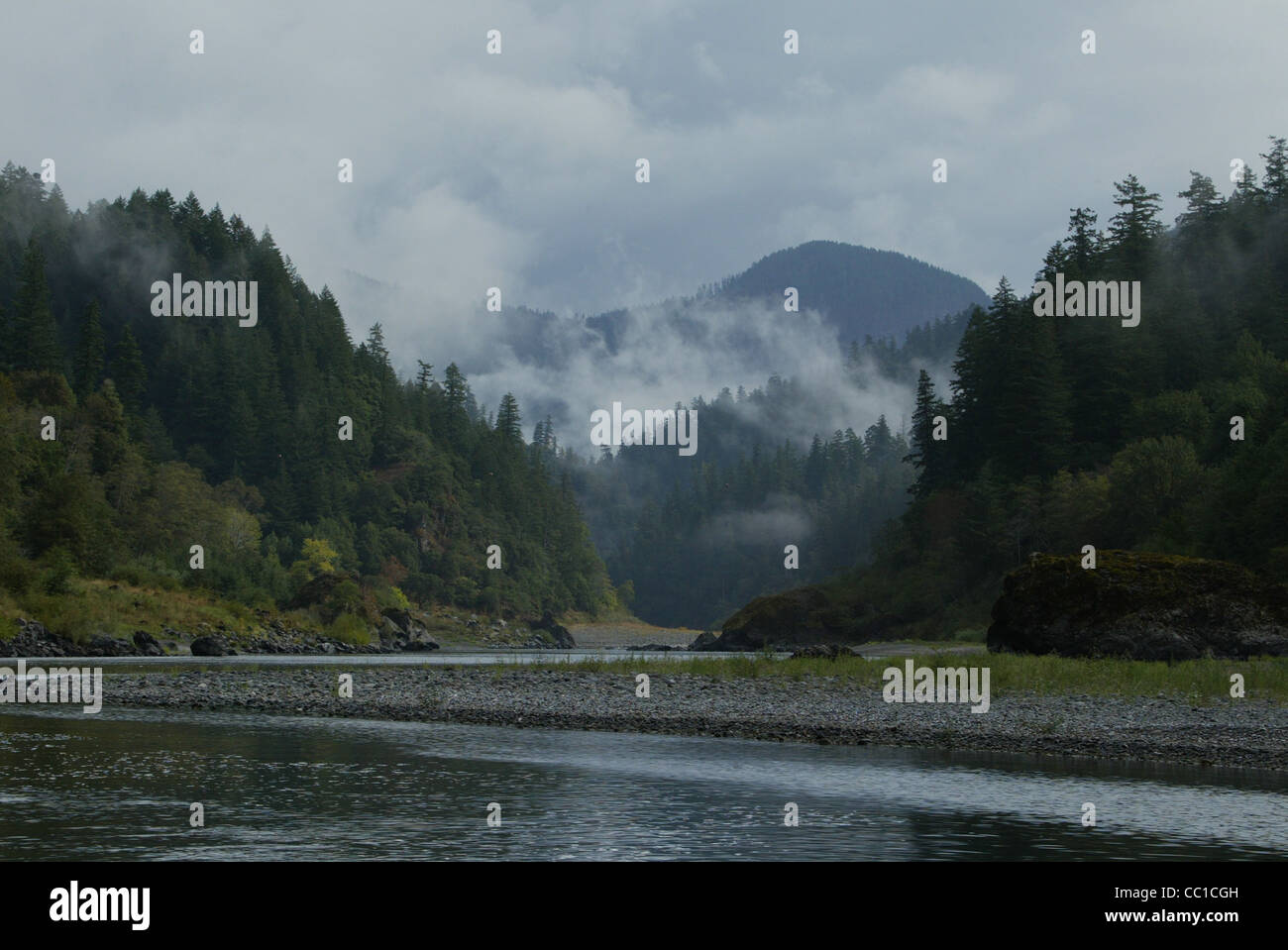 Lachsfischer am Rogue River in Oregon Stockfoto