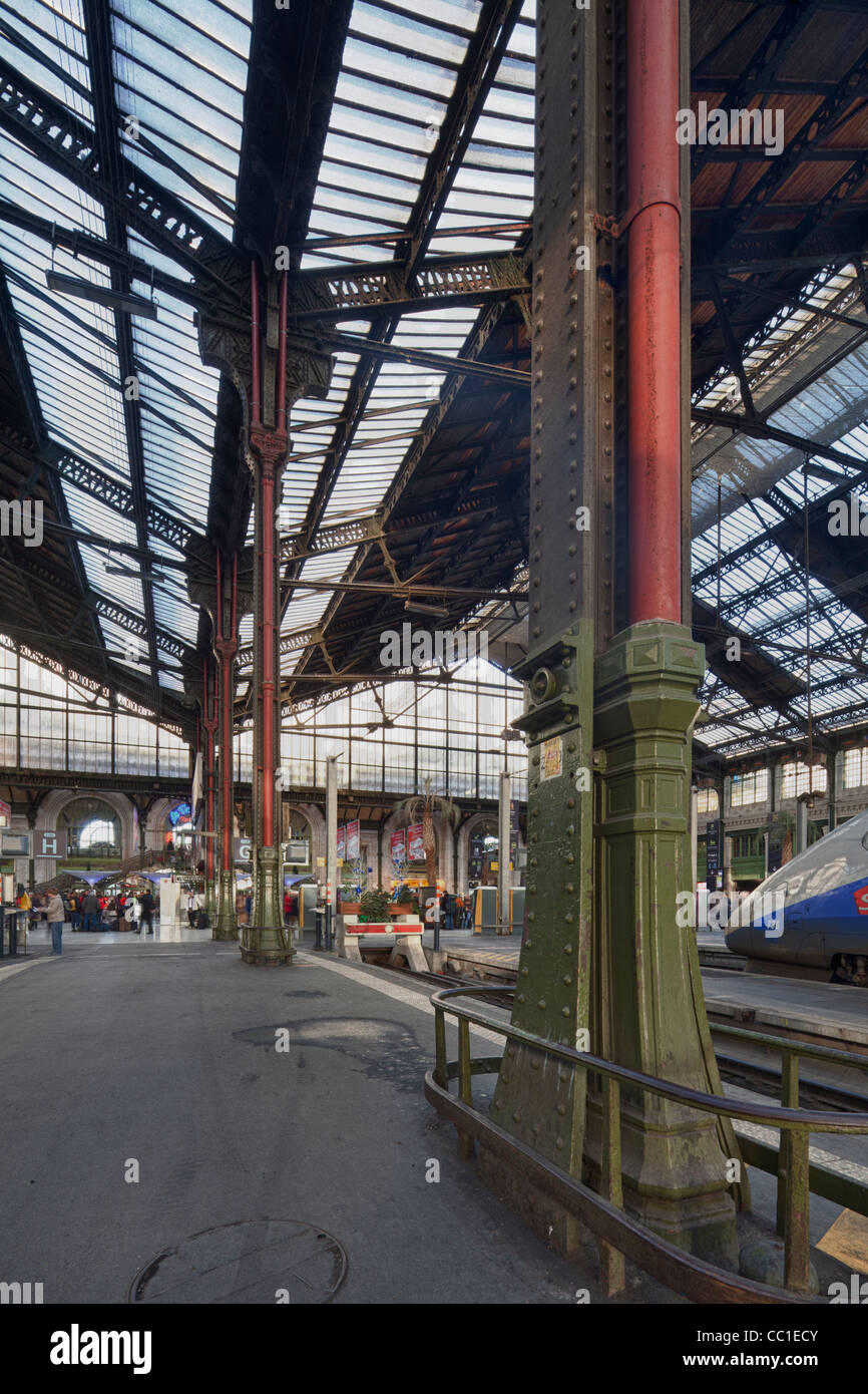 Plattform, Bahnhof Gare de Lyon, Paris, Frankreich Stockfoto