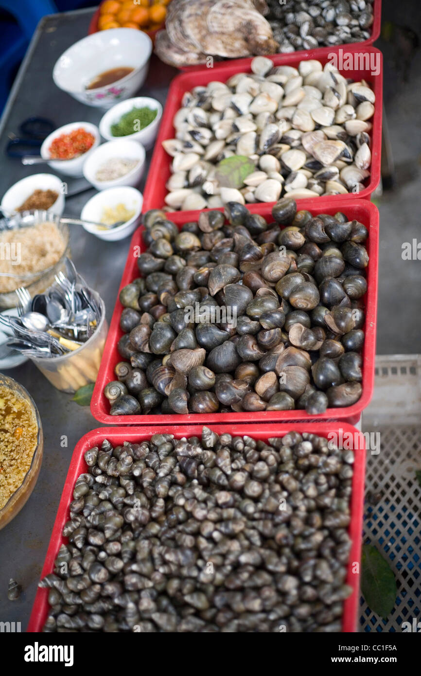 Herzmuscheln und Miesmuscheln in Cau gehen Markt, Hanoi, Vietnam Stockfoto