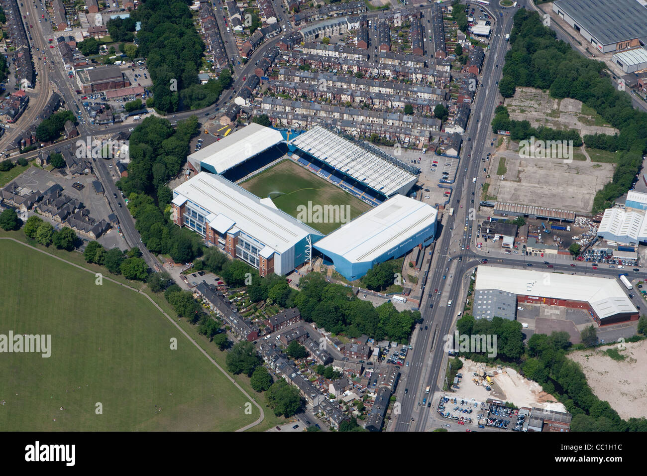 Sheffield Mittwoch Club Fußballstadion im Bereich Hillsborough, Sheffield, South Yorkshire Stockfoto