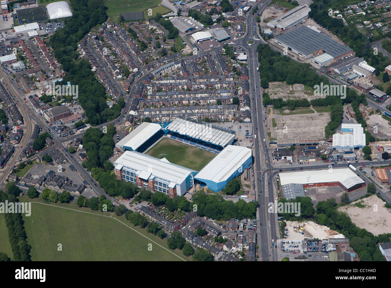 Sheffield Mittwoch Club Fußballstadion im Bereich Hillsborough, Sheffield, South Yorkshire Stockfoto