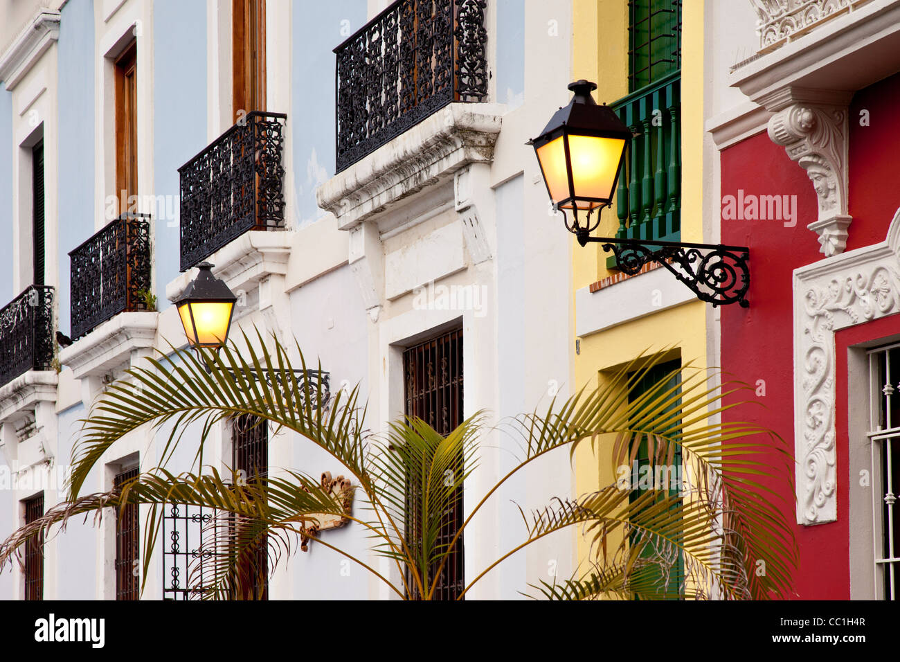 Bunte Gebäude in der Altstadt San Juan Puerto Rico Stockfoto