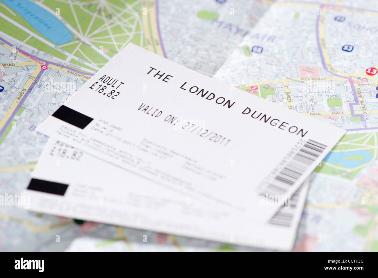 Londoner Attraktion Eintrittskarten Stockfoto