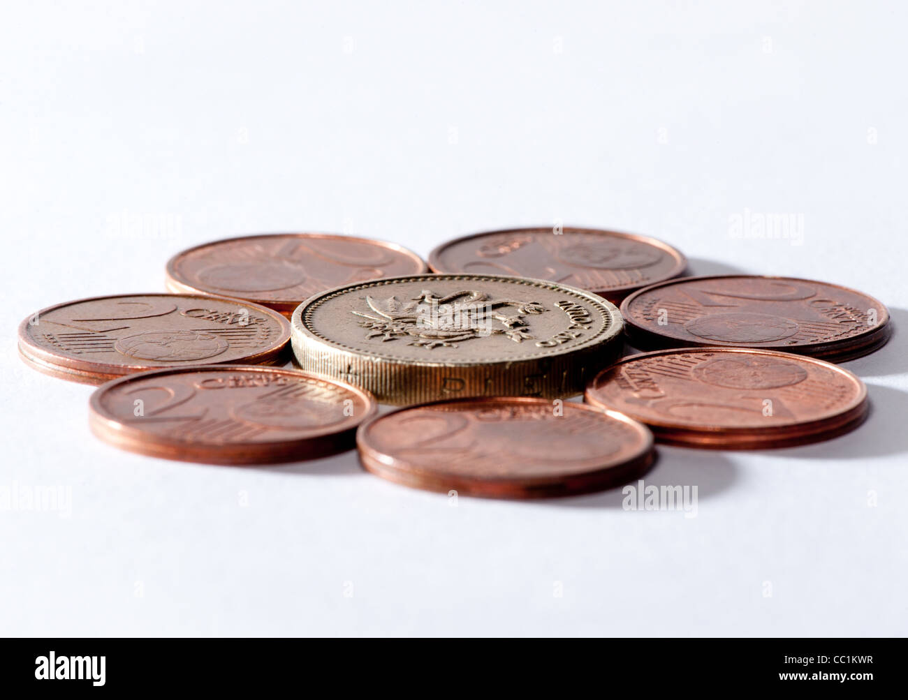 British Pound Euro symbolisiert brexit umgeben Stockfoto