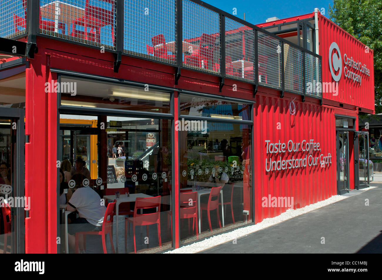 Temporäre Retail-Bereich aufgrund der Schäden des Erdbebens am 22.02.2011 in Christchurch Neuseeland Stockfoto