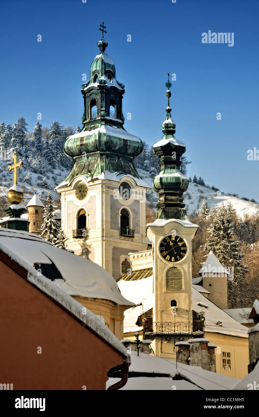 Winter in Banska Stiavnica, Slowakei-Unesco Stockfoto