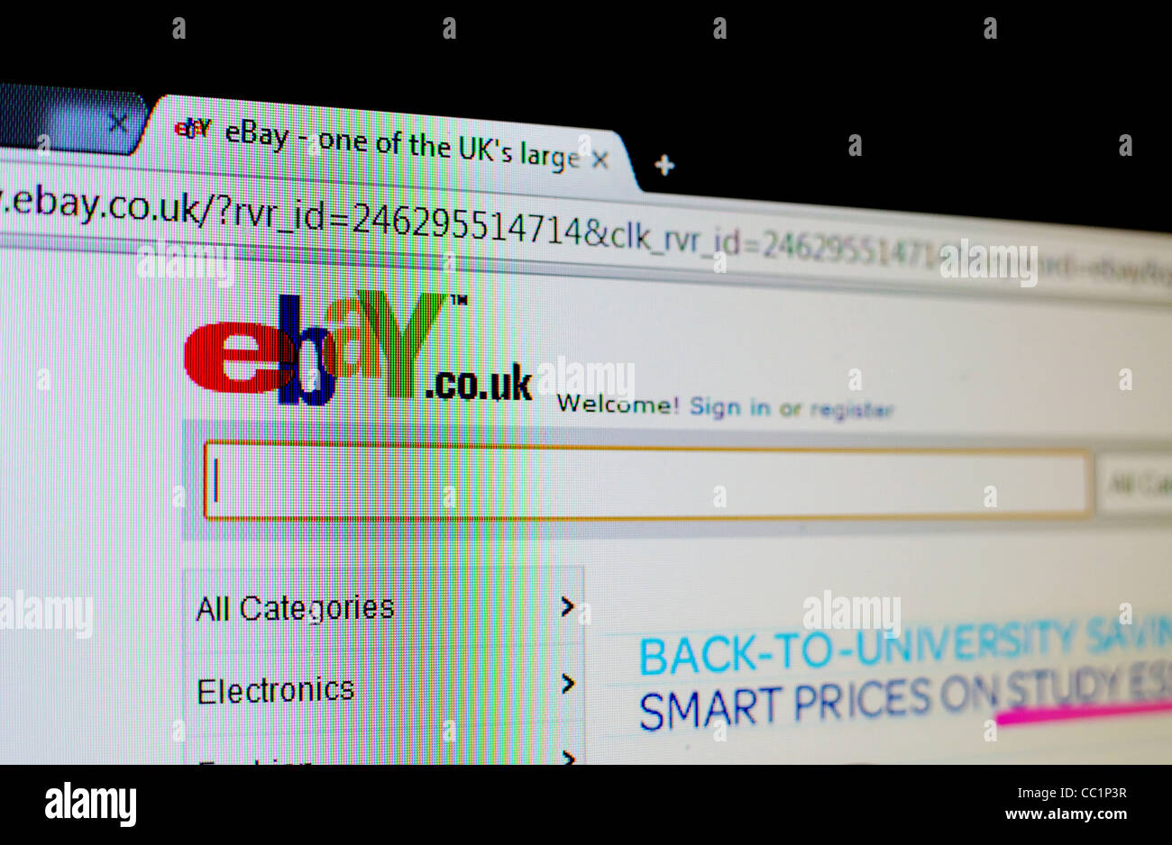 Einen Screenshot einer Ebay-Webseite, uk Stockfoto