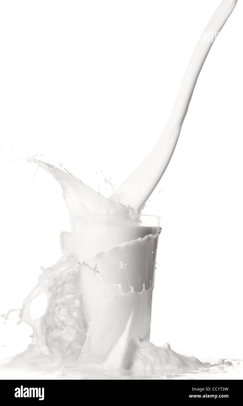 Milch Spritzen auf einen weißen Hintergrund Stockfotografie - Alamy