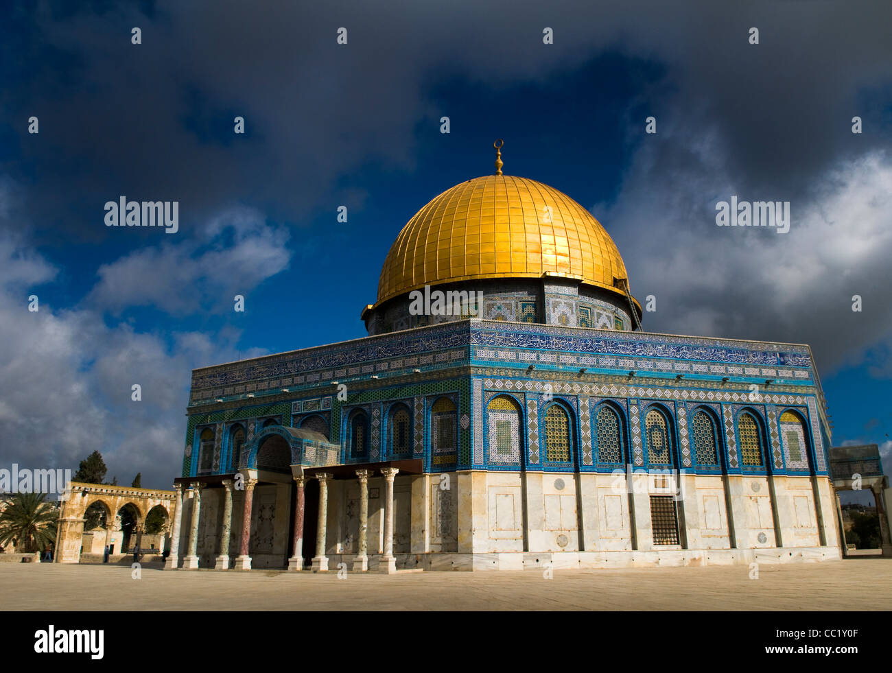 Die schöne Felsendom auf dem Tempelberg in Jerusalem. Stockfoto